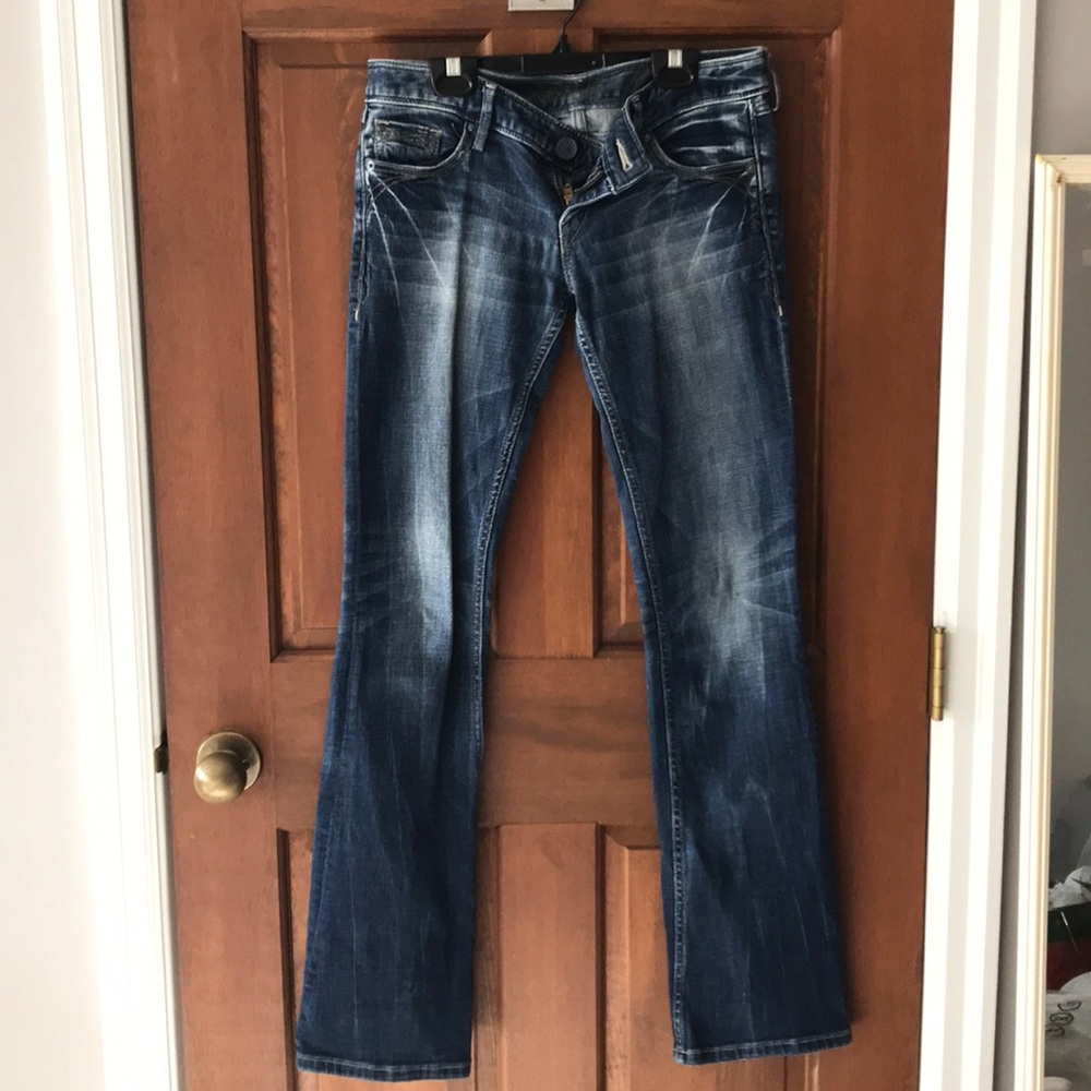 Express Straight Leg Low Rise Faded Jeans
